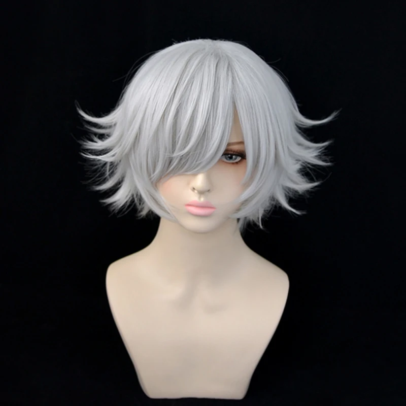 

Парик для косплея аниме Токио, термостойкие синтетические искусственные волосы серебристого и белого цвета, с шапочкой
