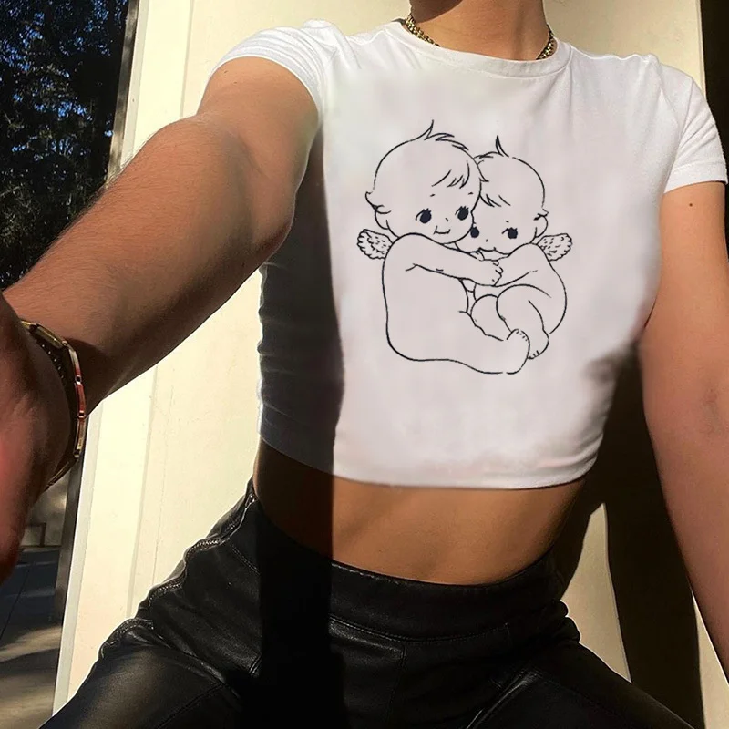 

Женский Готический укороченный топ angel trashy, одежда в готическом стиле kawai