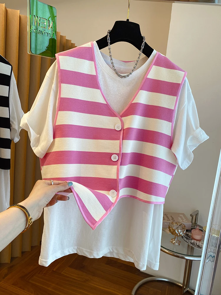 Новинка 2024 свободная повседневная футболка модные топы с круглым вырезом и