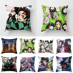 45*45CM Anime Demon Slayer Kimetsu no Yaiba Printed Pillowcase Kids Bedroom Living Room Home Decor Pillow Cases Cushion Cover