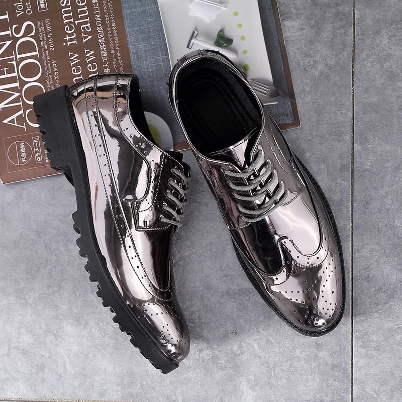 

PATENT LEATHER SHOE Dress Men Shoes Oxford With Spikes Men's CASUAL FASHION Luxury Large Size Mens Formal Man For Casual MAN