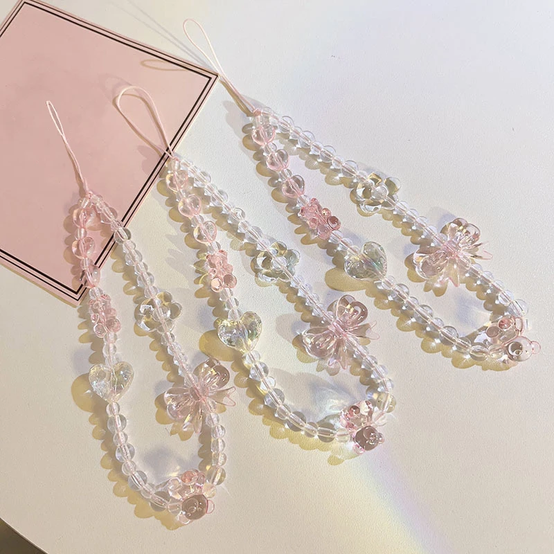 Цепочка для телефона с милым медведем бабочкой цветком модная подвеска ремешка