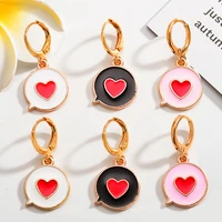 2 pairs round heart hoop earrings sweet lady party pink charm enamel charm pendant necklace gifts for kids diy making jewelry