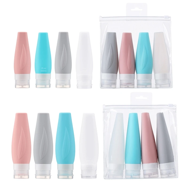 

60/90ml Refillable Toiletry Containers Portable Silicone Travel Lotion Bottles