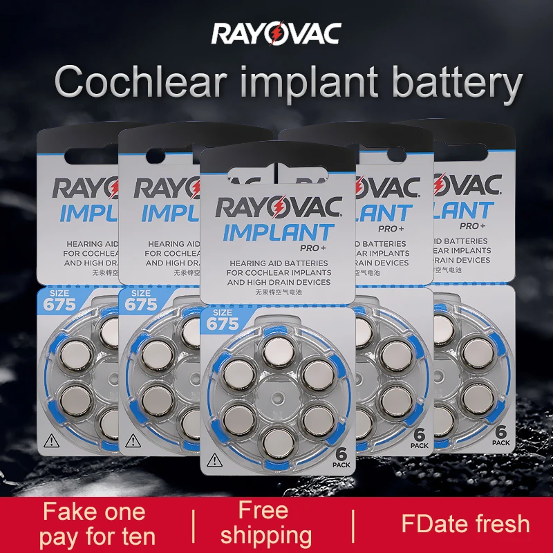 

RAYOVAC IMPLANT PRO+ 60 Pieces Hearing Aid Batteries for Cochlear Implants and High Drain Device Zinc Air 675/A675 Battery PR44