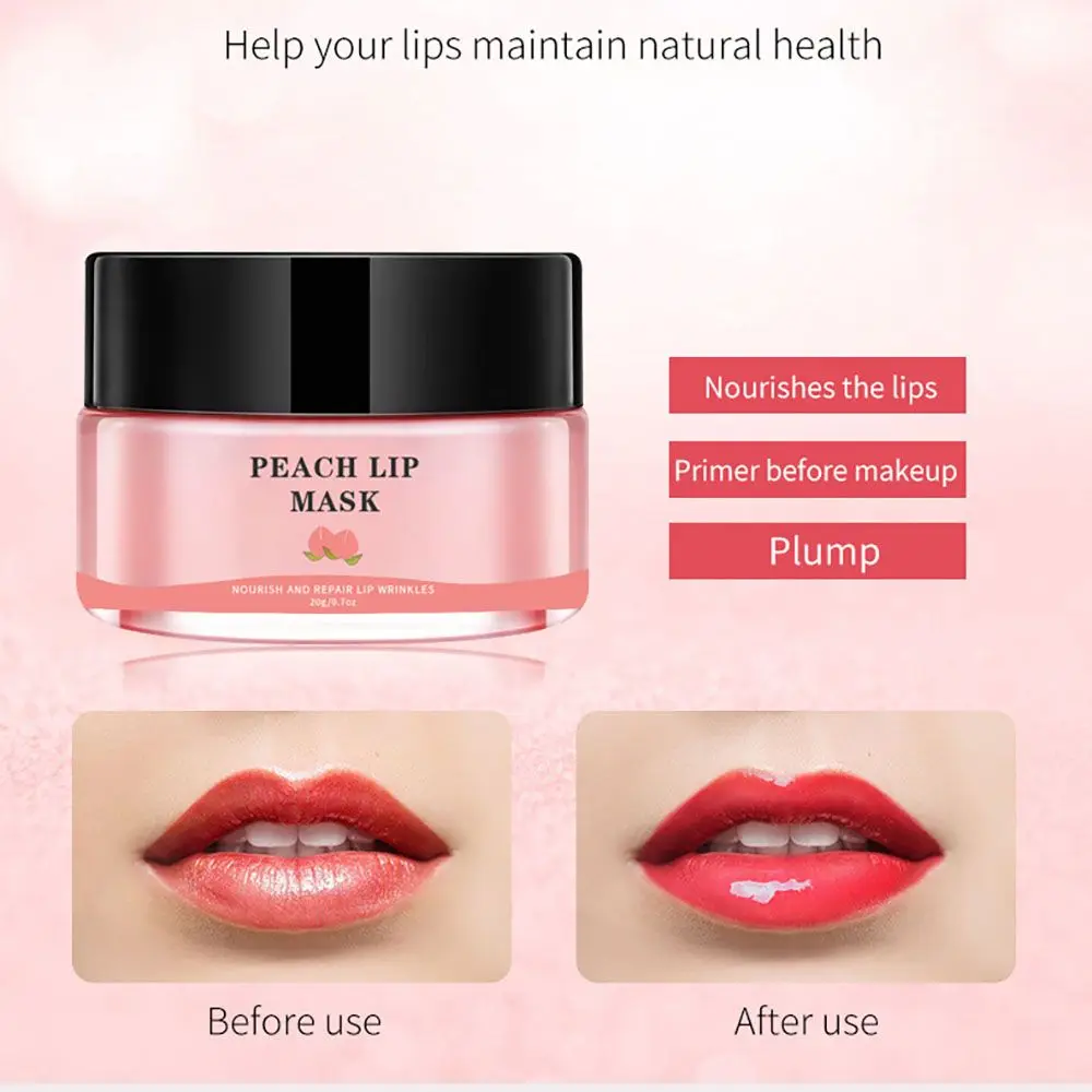 

Lip Care Gel Mask Moisturizing Honey Peach Pink Lip Balm Repair Lip Sleeping Lip Mask Lipstick Primer Cosmetic 20g