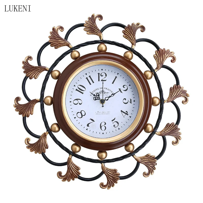 

Американские креативные настенные часы, бесшумные, модные, роскошные, художественные, в стиле ретро, для дома, спальни, настенные украшения ...