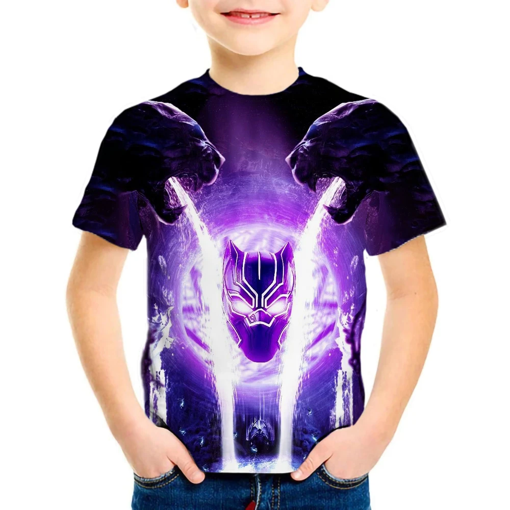 

Marvel- Series Summer Boys Graphic T-Shirt Boys Superhero Tops Tees Kids Black Panther Captain America T Shirt Children Clothes