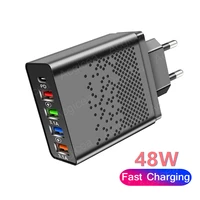 48w 4 usb charger fast charging mobile phones charger qc 3 0 for xiaomi samsung realme oneplus universal adapter pd wall charger