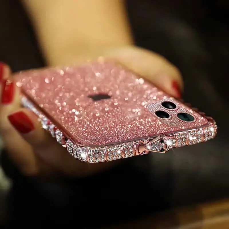 For iPhone 15 14 Plus Case,Glitter Diamond Frame Bling Snake Rhinestone ...