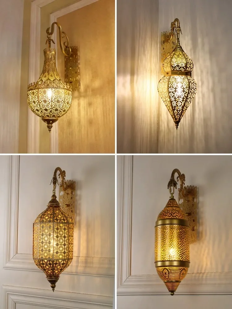 Новый золотой настенный светильник для ресторана в тайском стиле Юго-Восточной