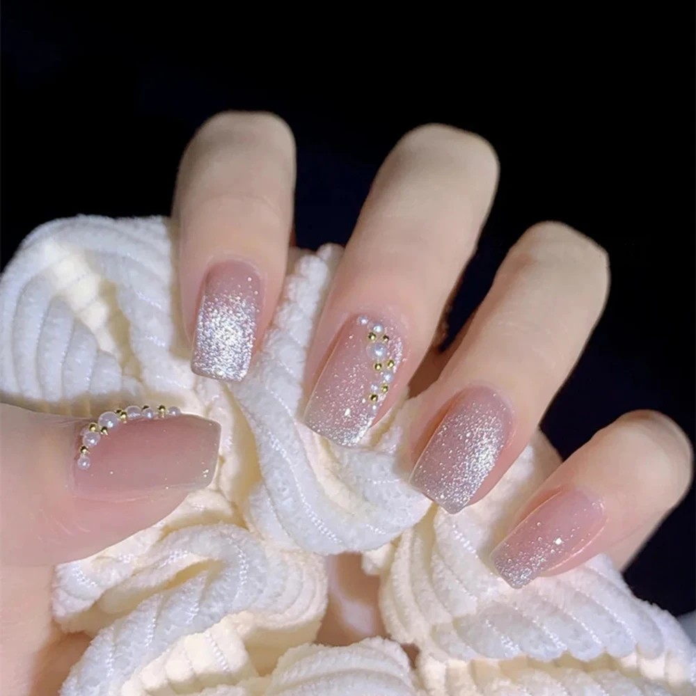 

24 шт., накладные ногти «кошачий глаз»