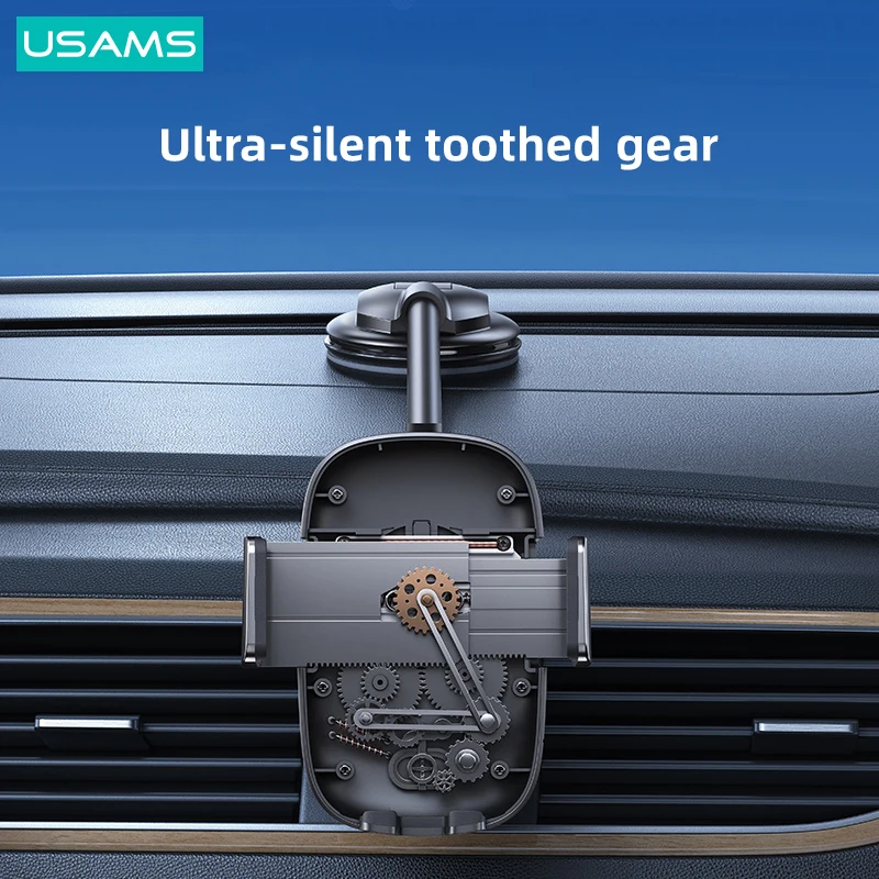 USAMS Stable Gray Stickup Car Phone Holder For 4.7-7 Inch iPhone Xiaomi Huawei Xiaomi Hornor Car Center Console Bracket Stand