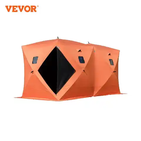 Палатка для подледной рыбалки VEVOR, теплая навес, Pop-Up 8 человек, оксфордская ткань, водонепроницаемый ветрозащитный Навес для зимней рыбалки, ...