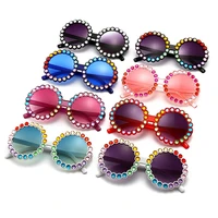 summer round crystal uv400 kids eyewear goggles children sunglasses rhinestone sun glasses