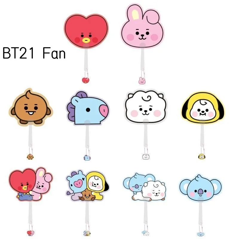 

Линия друзья Bt21 детская серия Мультфильм Поддержка веера кулон ТАТА куки Koya Chimmy Rj Shooky аниме периферийный веер кавайный подарок для девочки