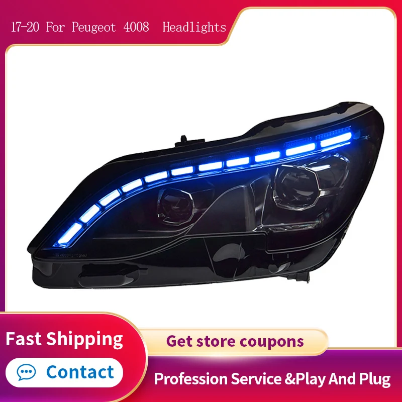 

Car Lights For Peugeot 4008 5008 2017-2020 LED Auto Headlights Upgrade High Configure DRL Lease Projector Lens Accessories Lamp