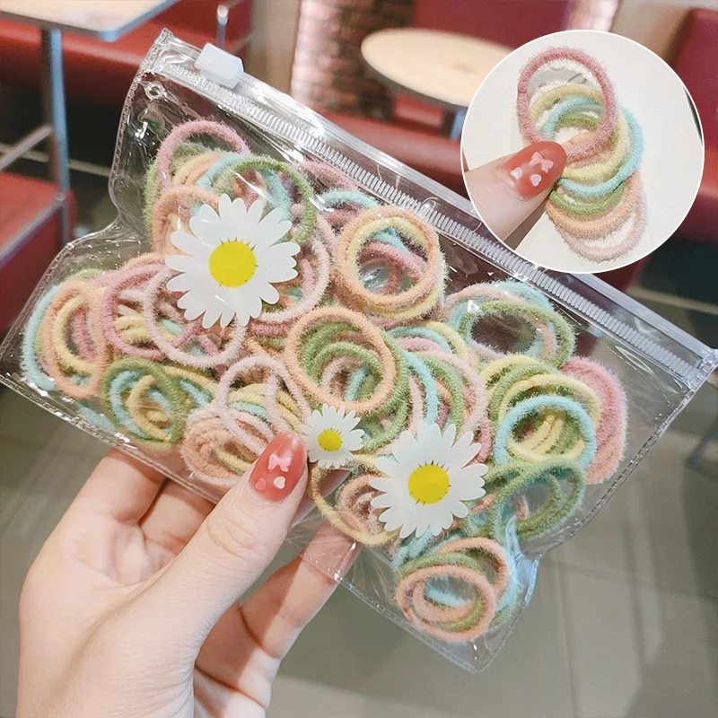 

100Pcs Girls Colorful Hair Ring, Does Not Hurt Hair Rubber Band, Hair Rope, Children's Hair Accessories,girl Hair Rope Headdress