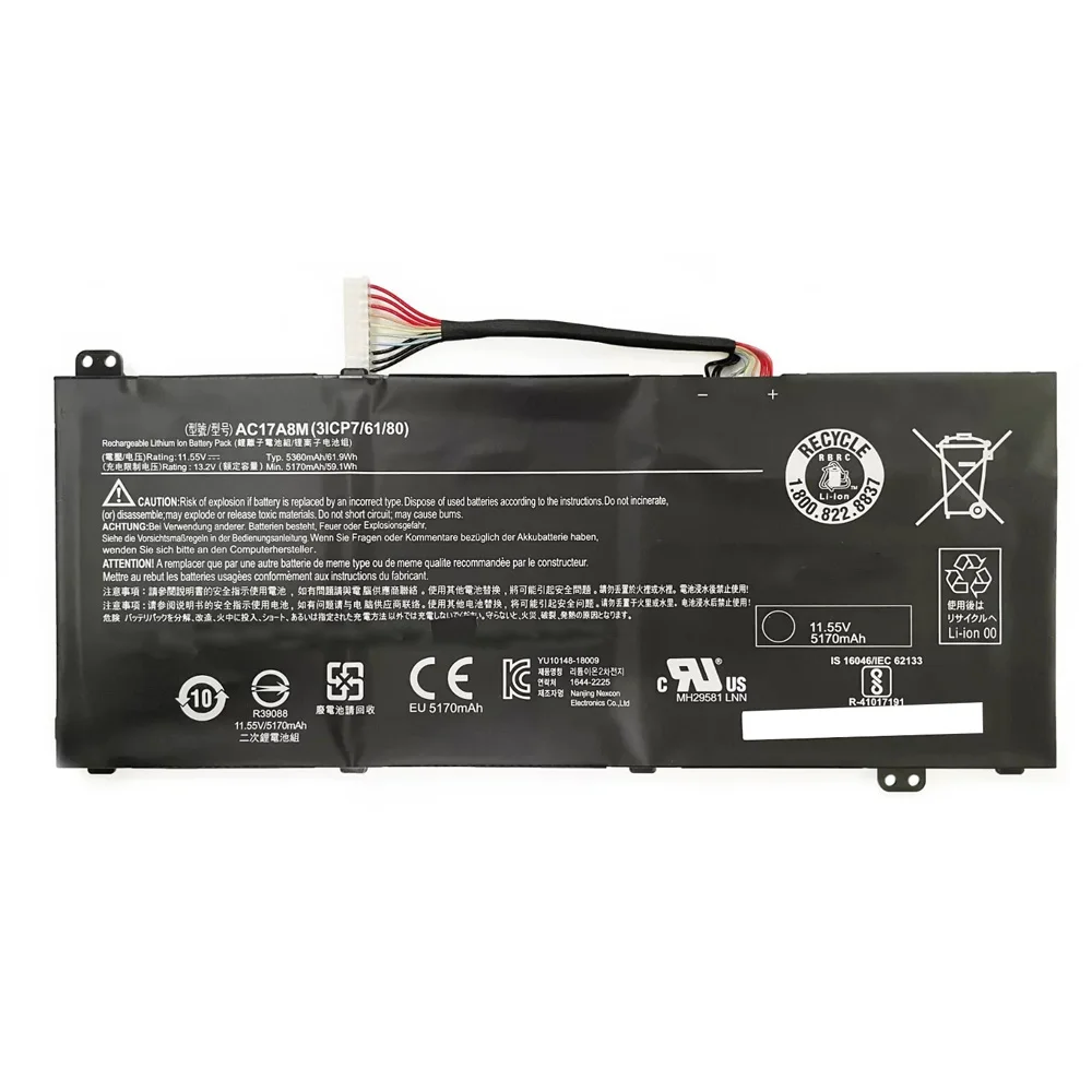 AC17A8M 11 55 В 61 9 Втч Аккумулятор для ноутбука Acer Spin 3 SP314-52 TravelMate X3 TMX3310-M 3ICP7/61/80 Series