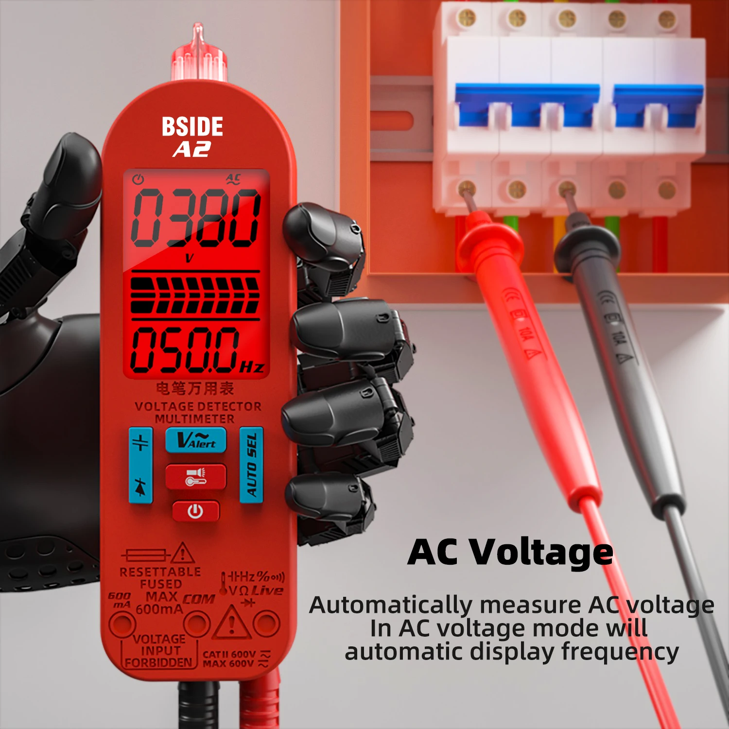 

BSIDE A2 USB Charge Multimeter Digital Auto Range AC DC Current Voltage Tester True RMS Capacitance Temp Ohm Diode Hz NCV Live