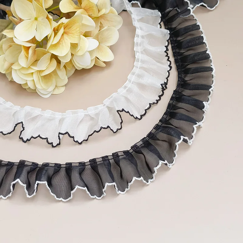 Плиссированная органза по низкой цене кружевная юбка с оборками для одежды