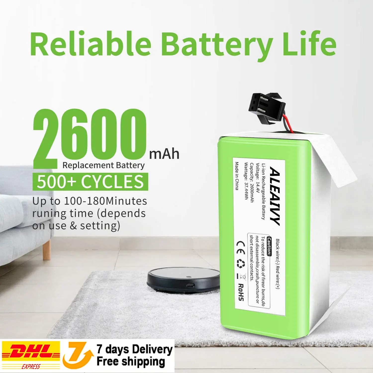 

2600mAh 14.4V Li-ion Battery For Battery Conga Excellence 990 Ecovacs Deebot N79S DN622 Bateria conga 1090 Eufy Robovac11/15 C/S