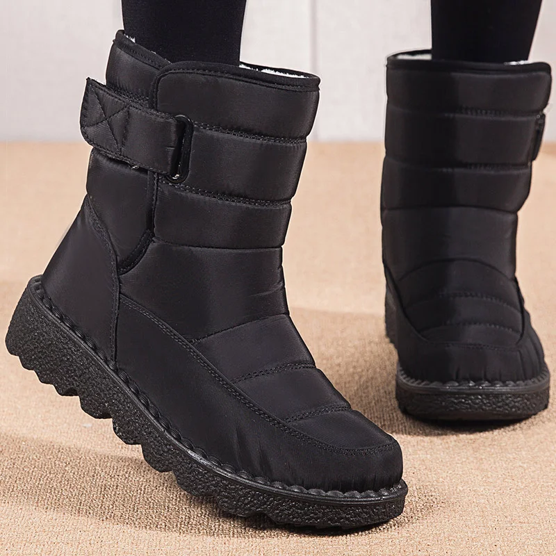 

Women's Mid-Calf Snow Boots 2022 Winter New Design Luxury Casual Thick Plush Waterproof Non-slip Platform Shoes Botas De Mujer