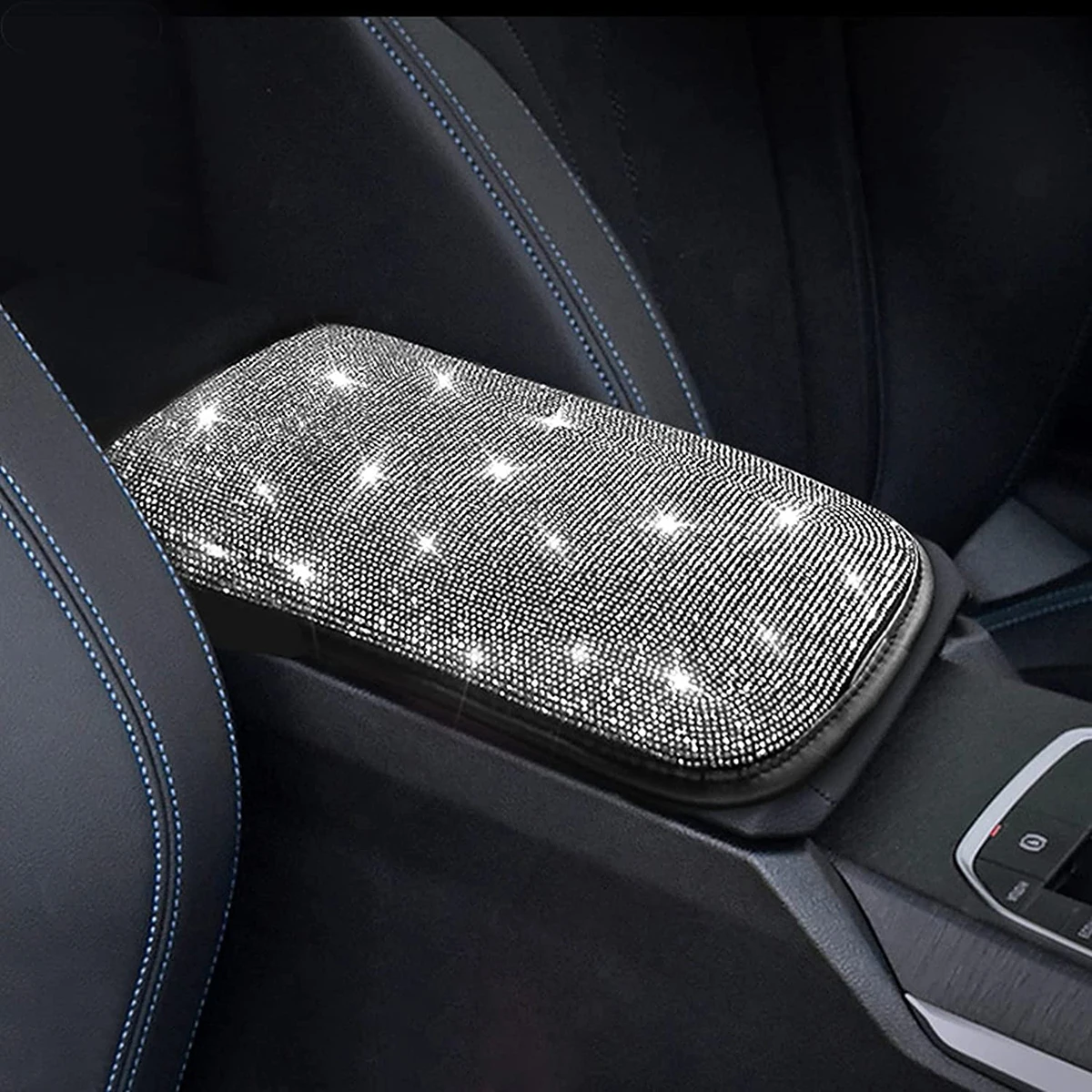 

Bling Car Armrest Cover Cute Charming Auto Center Console Protective Cover Luster Crystal Rhinestone Arm Rest Cushion Pad Interi