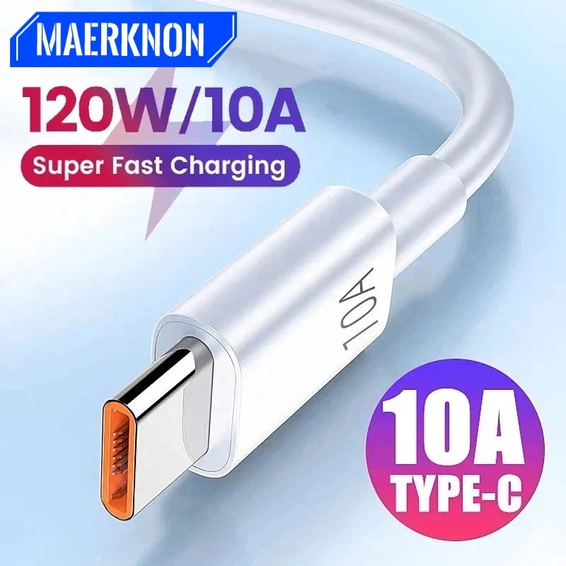 

10A 120W USB Type C Cable For Realme Poco Huawei P40 P30 Fast Charging Data Sync USB-C Charger Data Cord Quick Charging Cables