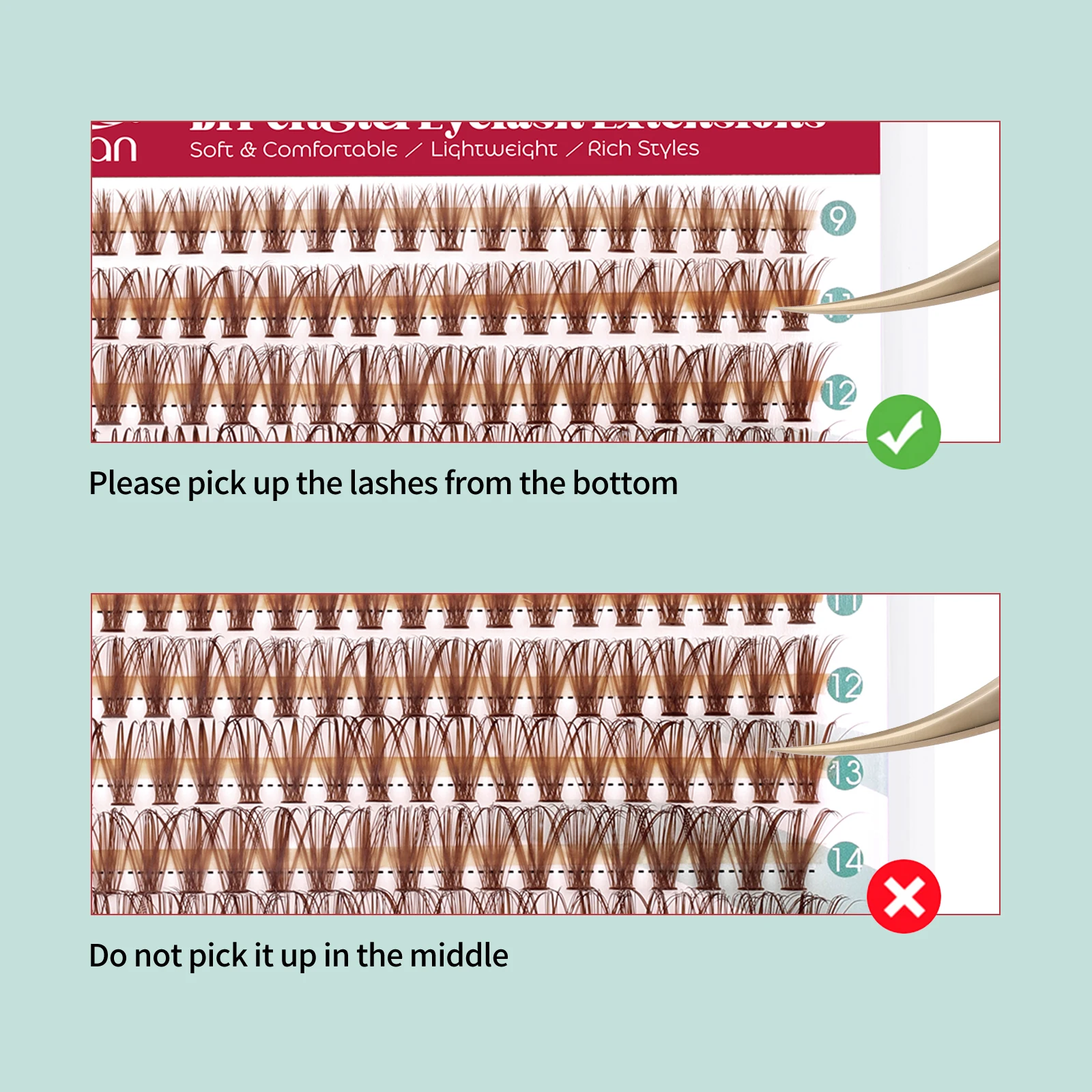 Fadvan коричневые самодельные Кластерные ресницы смешанные цветные индивидуальные