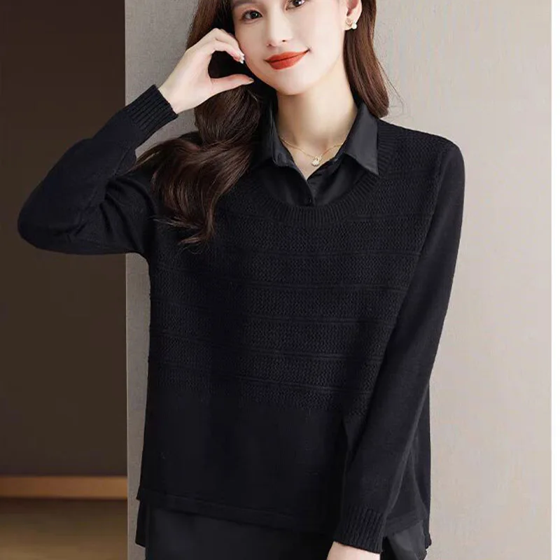 Женская одежда искусственные однотонные вязаные свитера из двух предметов