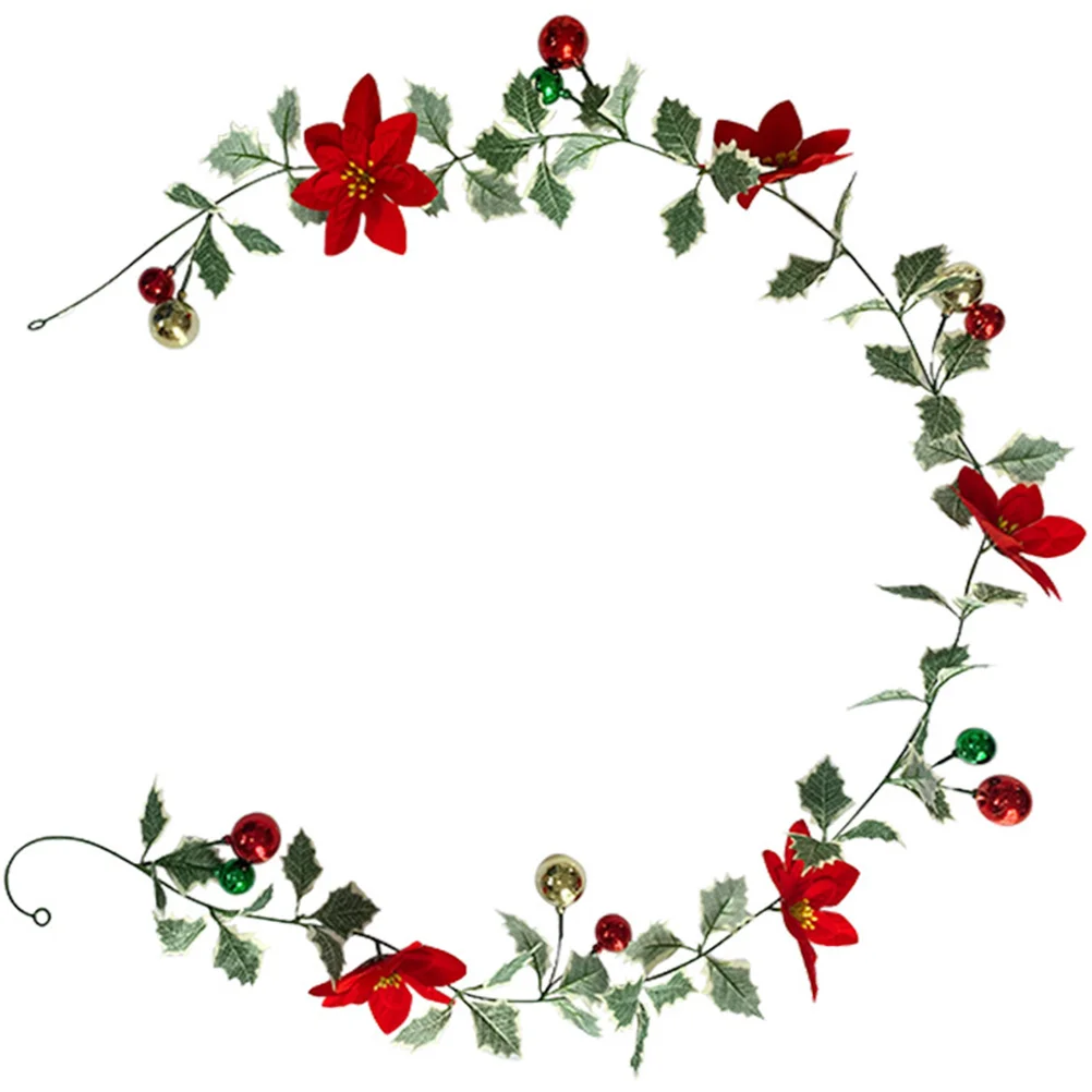 

Garland Christmas Hanging Artificial Rattanoutdoor Flower Leaf Vine Poinsettia Bedroom Tree Ornaments Wall Xmas Flowers Garden