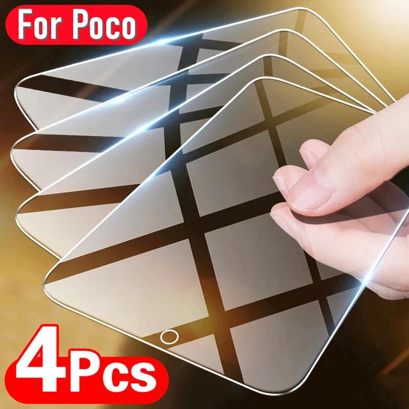 

4PCS Protective Glass for Poco X3 Pro X3 NFC M5S M5 Film Screen Protector for Xiaomi Poco F3 F4 GT F2 Pro M3 M4 X4 X5 Pro Glass