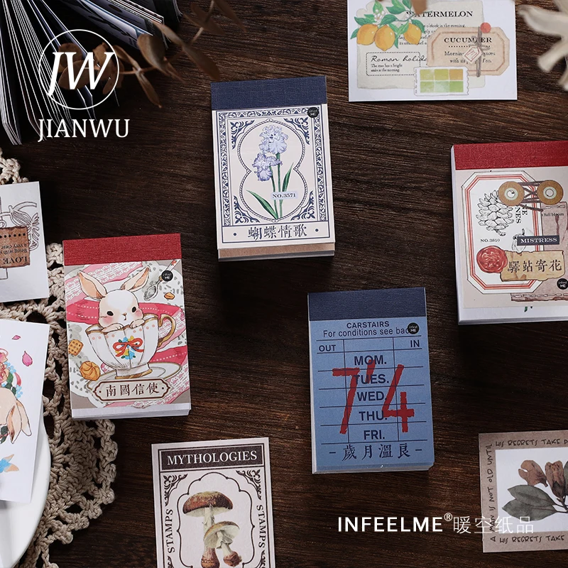 JIANWU 50 Pcs Simple Anime Plant Sticker Kawaii Stationery DIY Scrapbooking Collage Decoration Material Diary Stickers Aesthetic |