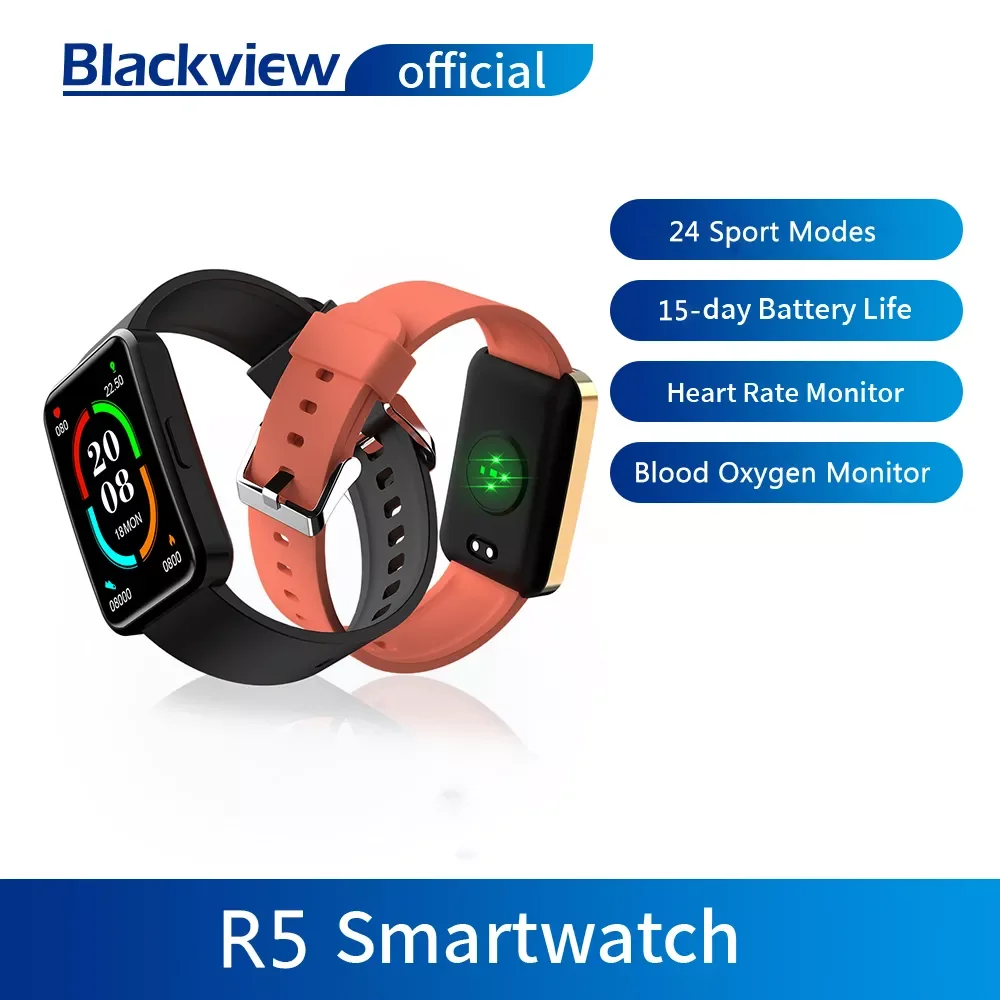 

Blackview R5 Blood Oxygen SmartWatch Bluetooth Fitness Heart Rate Sleep Monitor IP68 Waterproof Smart Watch Android IOS