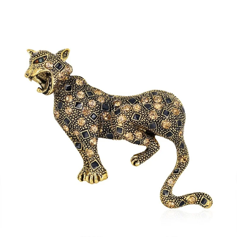 

Climbing Spots Leopard Brooch Pin Crystal Big Cat Animal Rhinestone Brooches Clip for Women Ladies Lapel Pin Badge