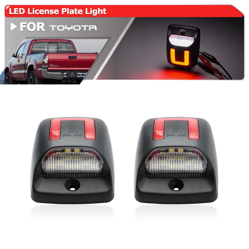 

2x Red OLED White License Plate Light Tag Lamp For Toyota Tacoma Pickup 2005-2015 Tundra 2000-2013 81271-0C010 81691-0C010