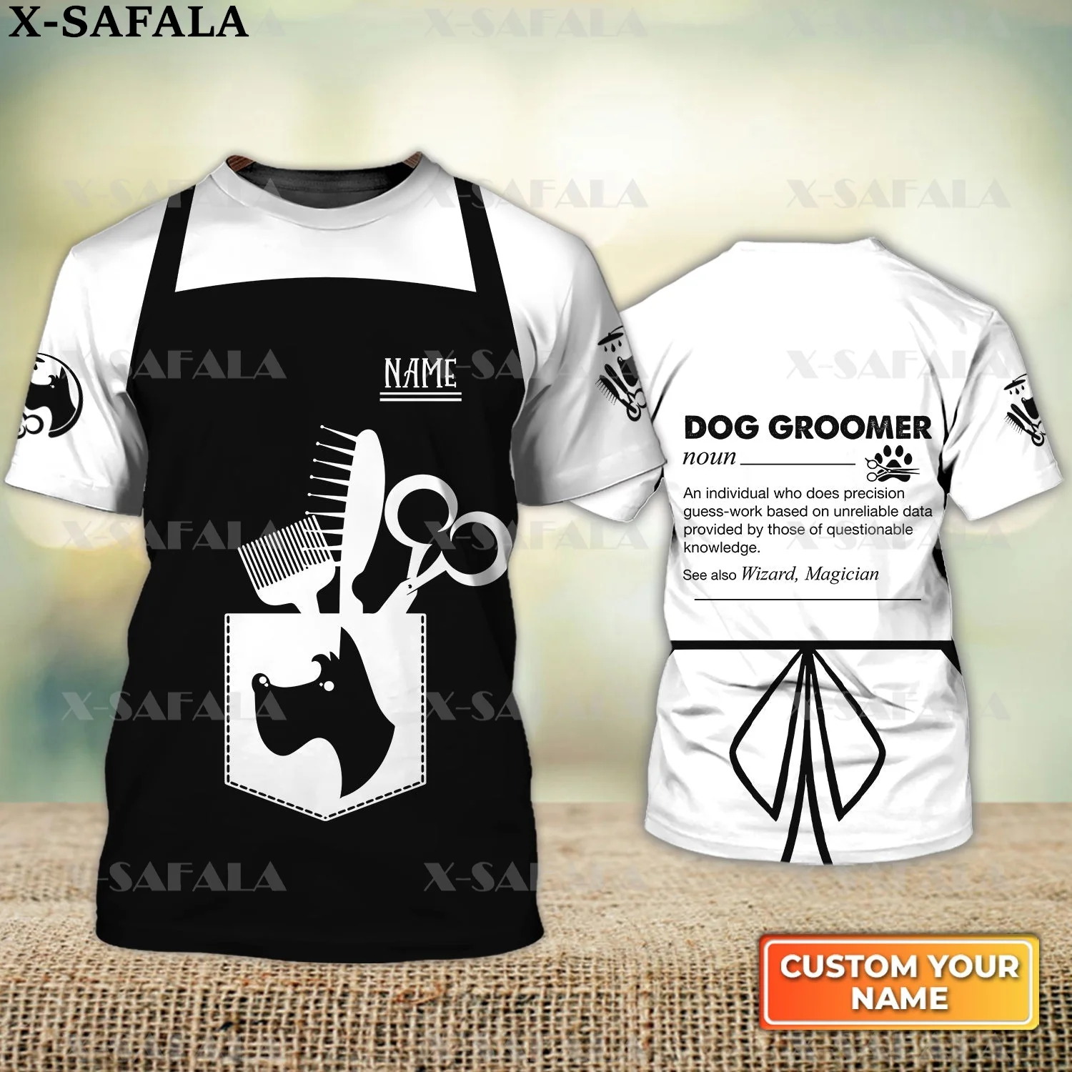 

Индивидуальное название, подарок для грумера, Униформа с 3D принтом, качественная футболка из молочного волокна, летняя повседневная футбол...