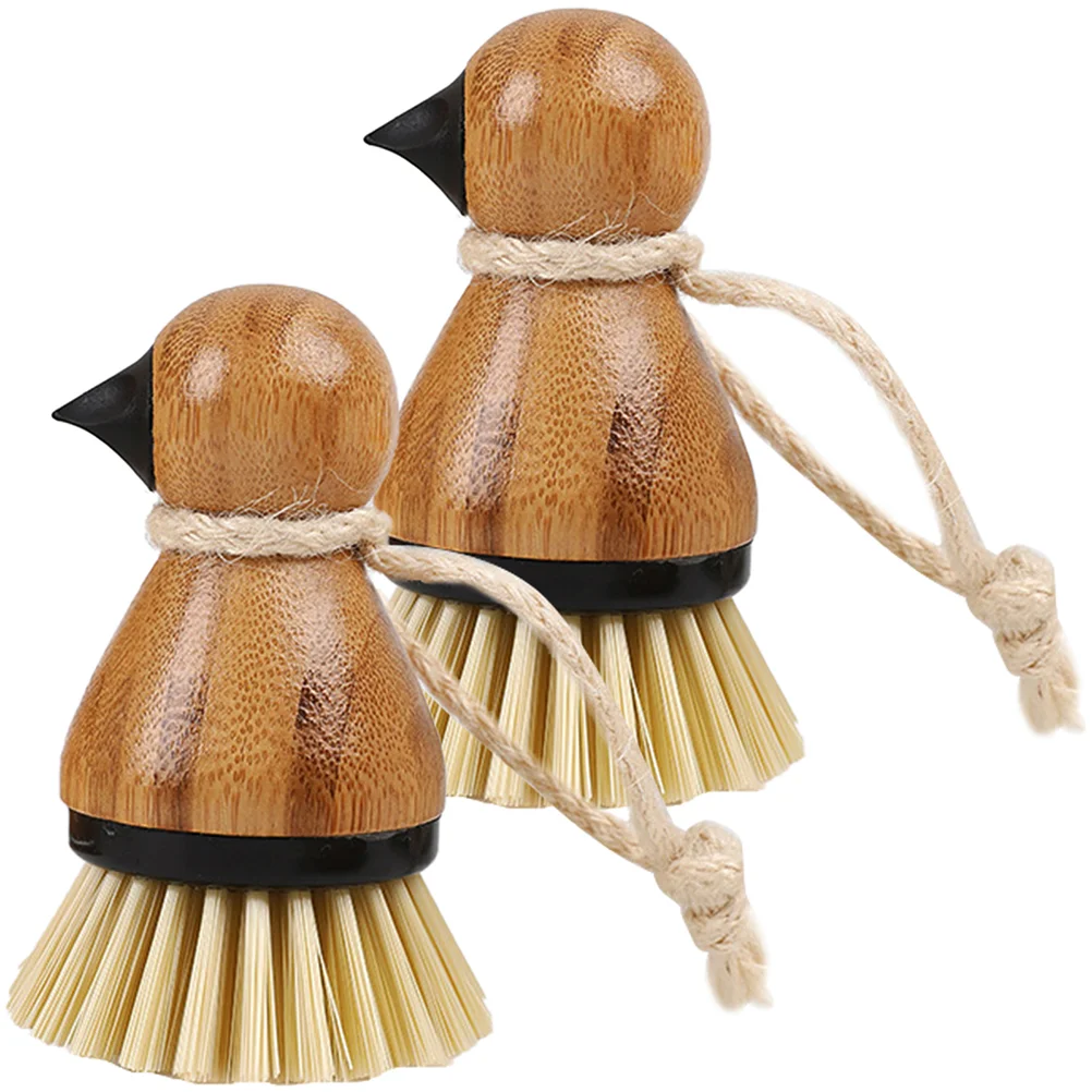 

2 Pcs Kitchen Dish Brush Potato Scrubber Kithchen Cleaning Tool Veggie Scrubber Portable Kitchen Sink Brush Bamboo Fruit Brush