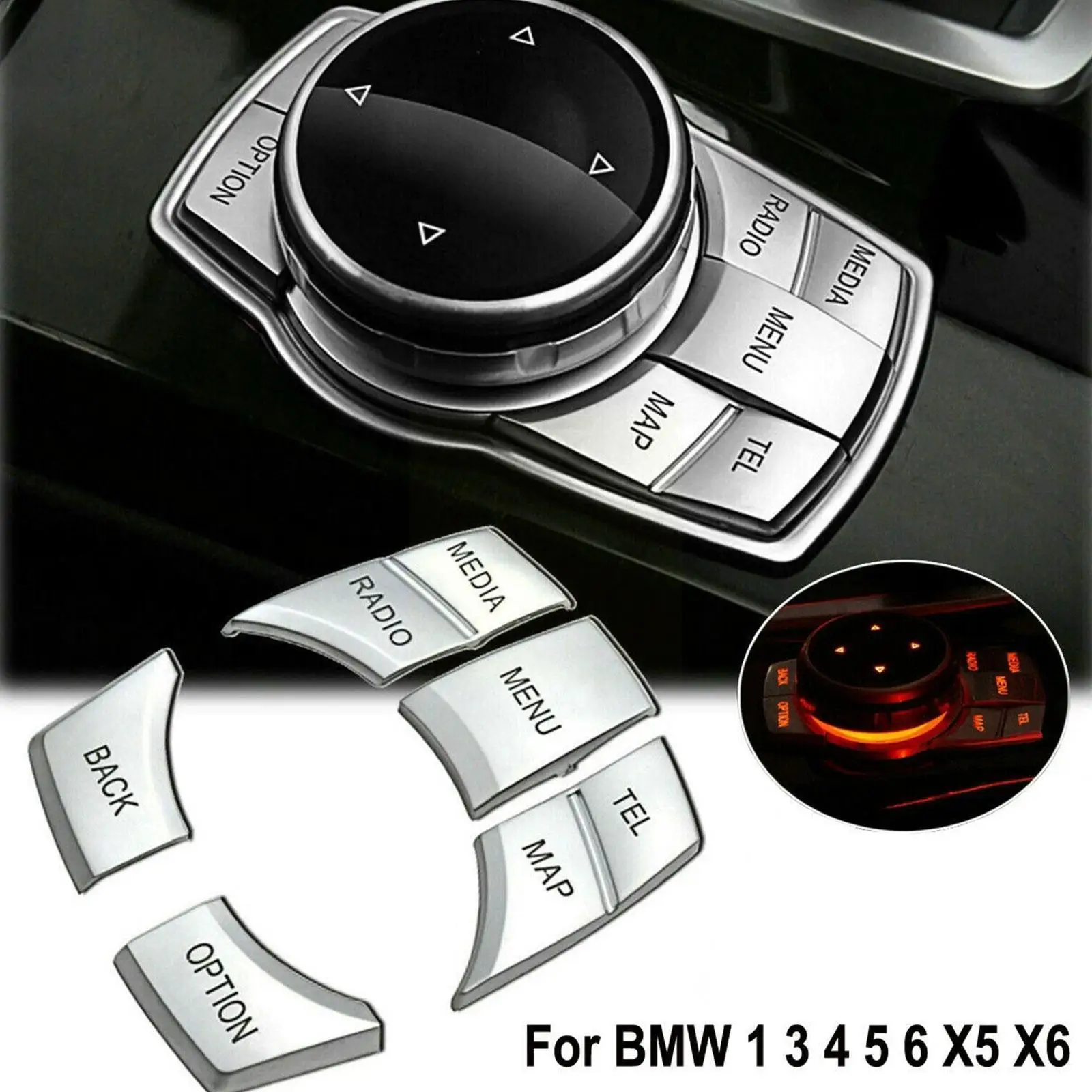 

Car Multimedia Buttons Decoration Cover Trim Sticker Car Chrome Button Decor Cover For BMW 1/2/3/5/6/7/X1/X3/X5/X6 F2G6