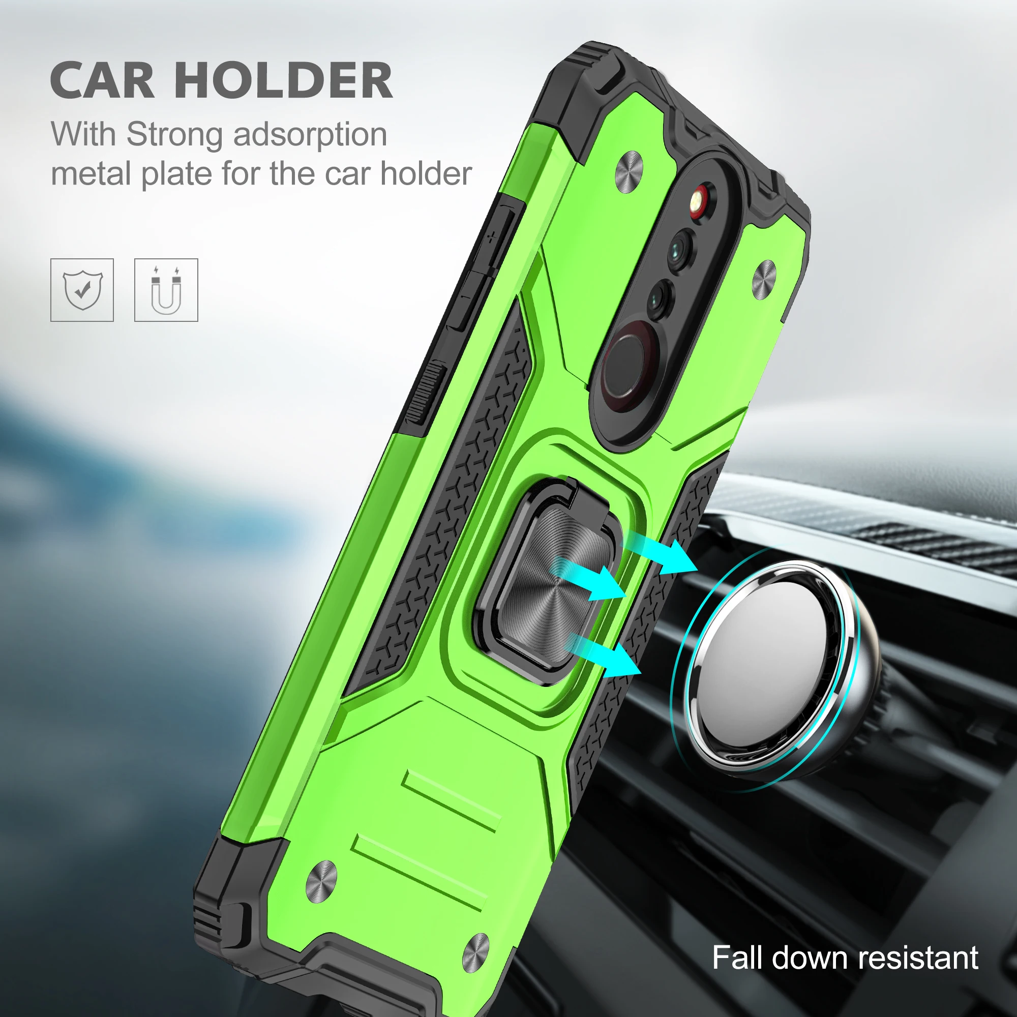 

Shockproof Case Bumper Coque for Redmi 8 8A 9 9A 9C Case Ring Holder Back Panel for redmi 10 9power 9T 9prime