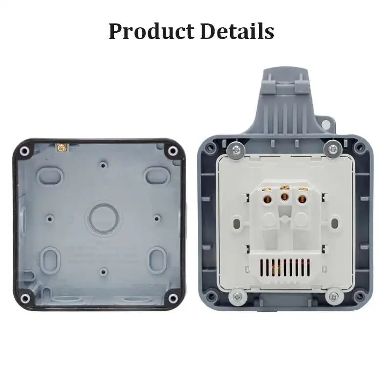 IP66 Наружная водонепроницаемая встраиваемая европейская розетка 16 А 220 В с 2 USB #