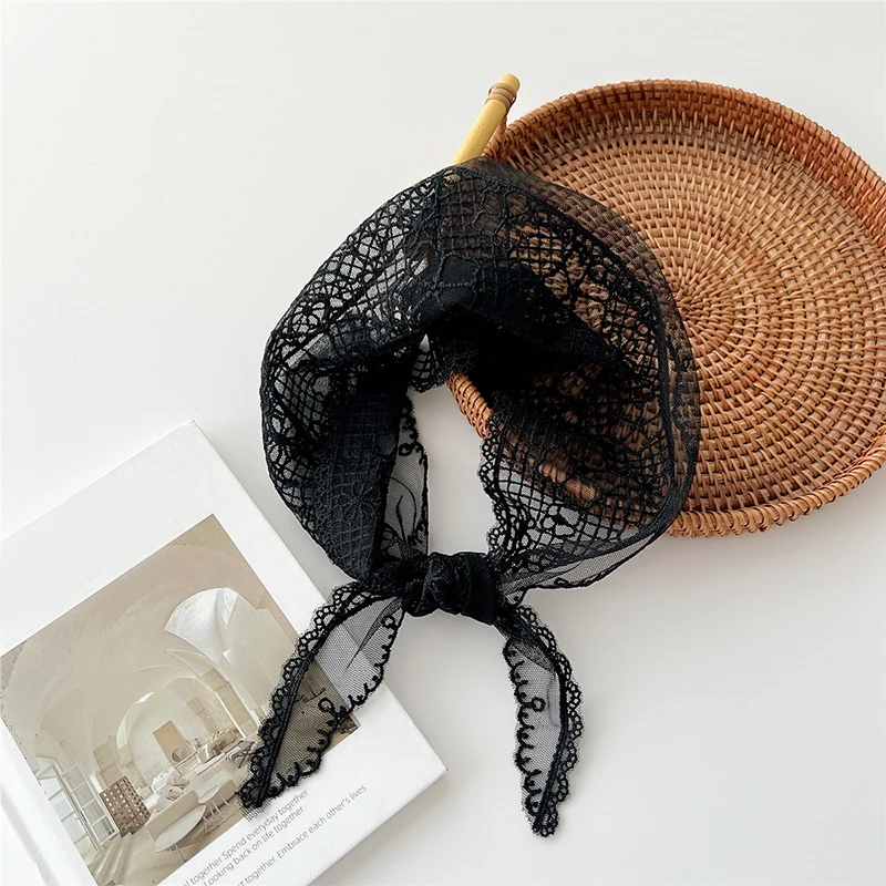 

Мягкий кружевной треугольный шарф, шарфы на шею, маленький шарф, галстук для волос, повязка на голову, шали и повязки, офисный женский шейный платок, шаль