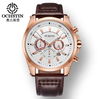 ochstin gq065a genuine leather strap multifunctional large dial men wristwatches sport quartz waterproof watches for men