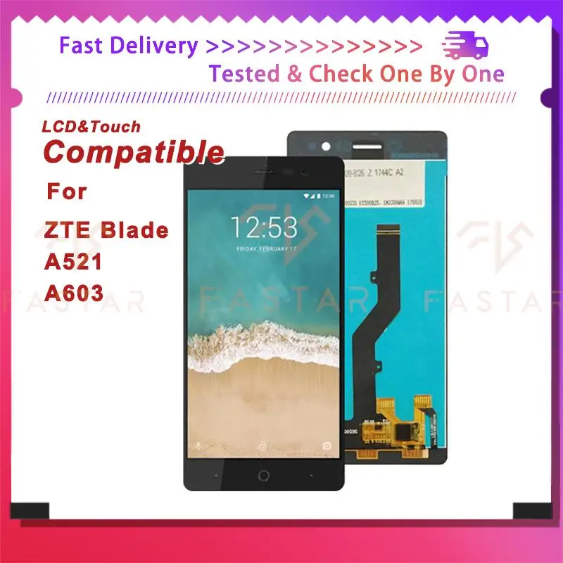 ЖК-дисплей 5,0 дюйма для ZTE Blade A521 A603, сенсорный дигитайзер в сборе, сменный экран для телефона zte a521 a603, ЖК-дисплей