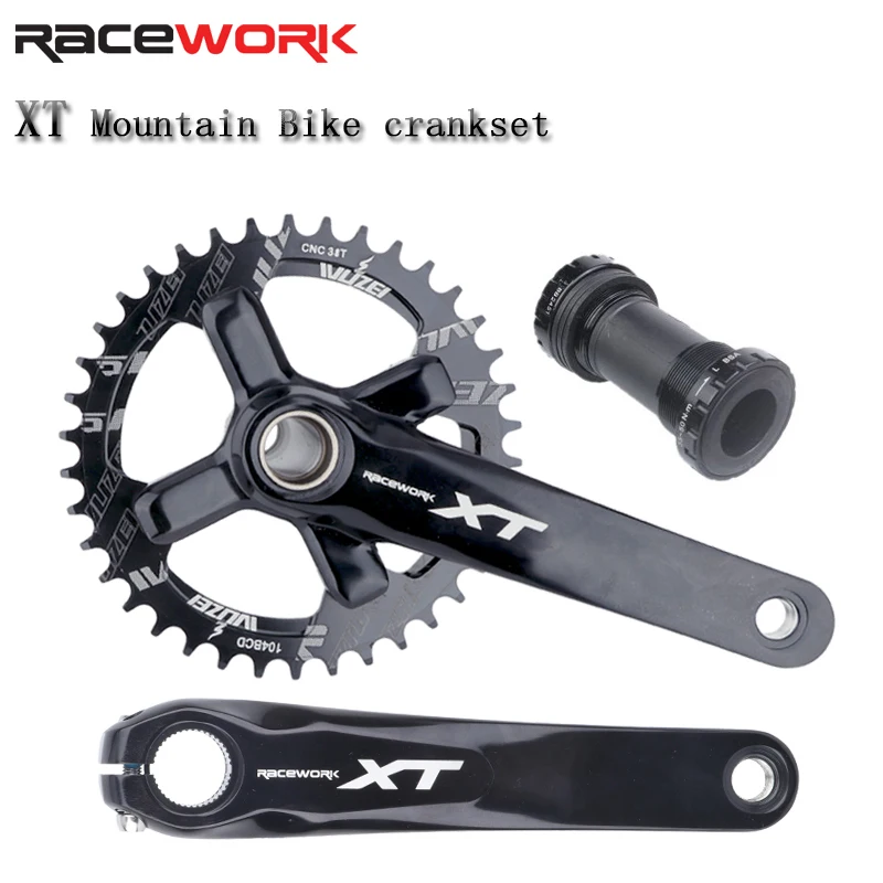 

Комплект кривошипов RACEWORK XT для горного велосипеда, цепные цепи для горного велосипеда, велосипедные шатуны, полые интегрированные коленчат...