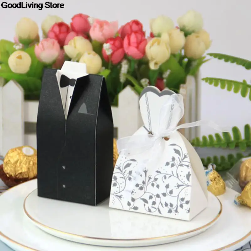 20 шт./лот Жених и невеста платья Свадебная подарочная конфетная сумки коробочки