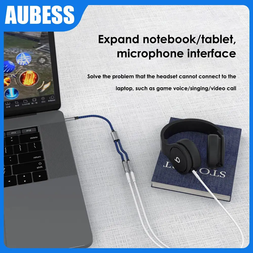 

2 In 1 Headphone Splitter Earphone Connector Y Splitter Cable Headphone Mic Audio Mic Plugs Earphone Accessories Headset Adapter