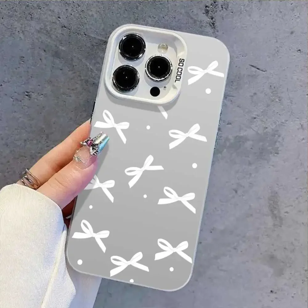 Чехол для Motorola Moto G04 G14 G84 5G G10 G20 G30 G04S G24 G34 G13 G23 G53 G22 E32S E22i Butterfly Knot Silver IMD телефона