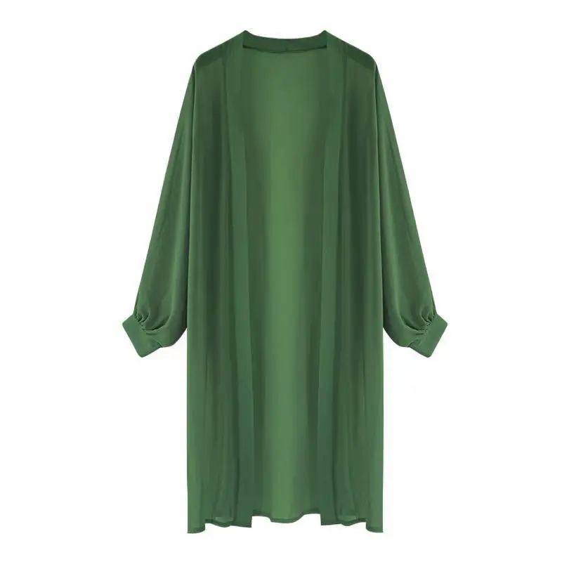 Длинная женская летняя тонкая свободная прозрачная Солнцезащитная куртка с